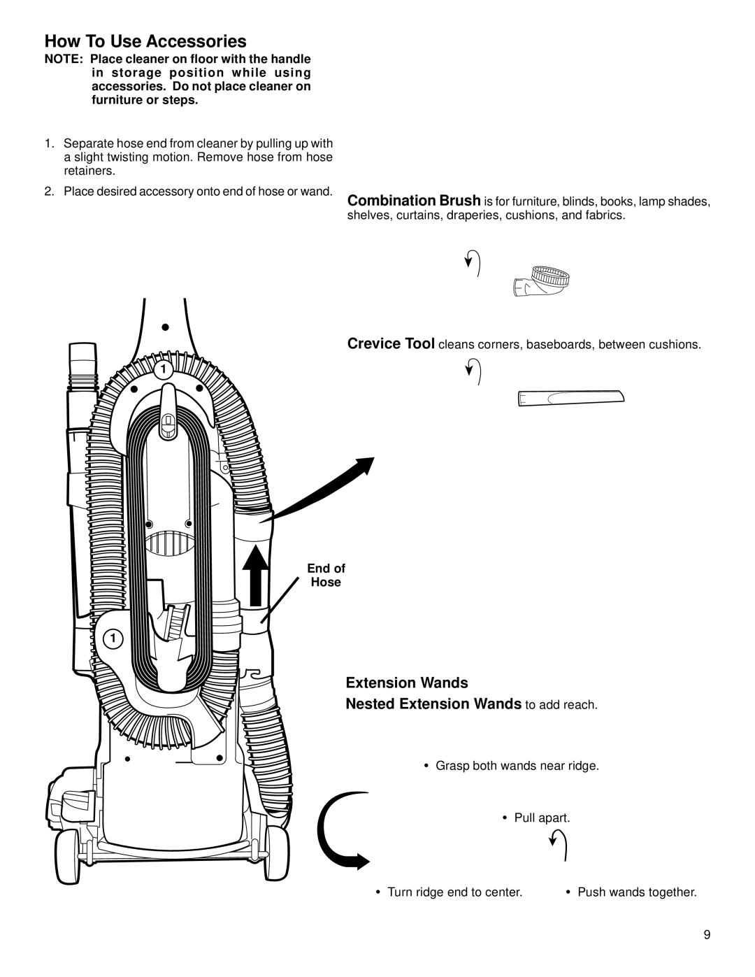 Eureka 4880 warranty How To Use Accessories, End Hose 