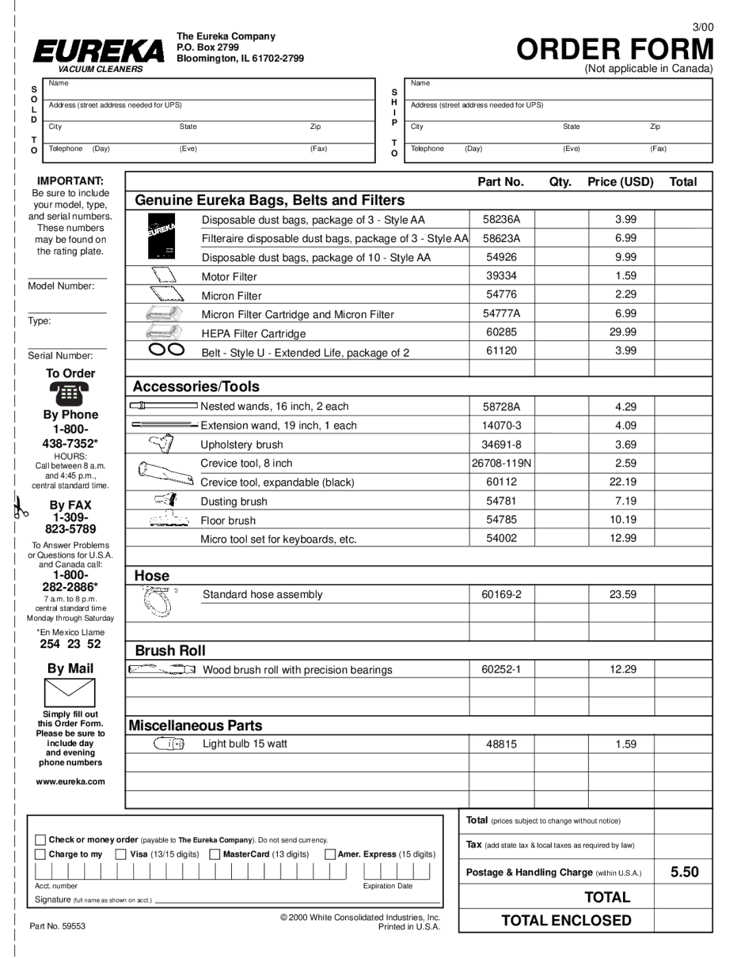 Eureka 5180 warranty Genuine Eureka Bags, Belts and Filters, Hose, Total Enclosed 