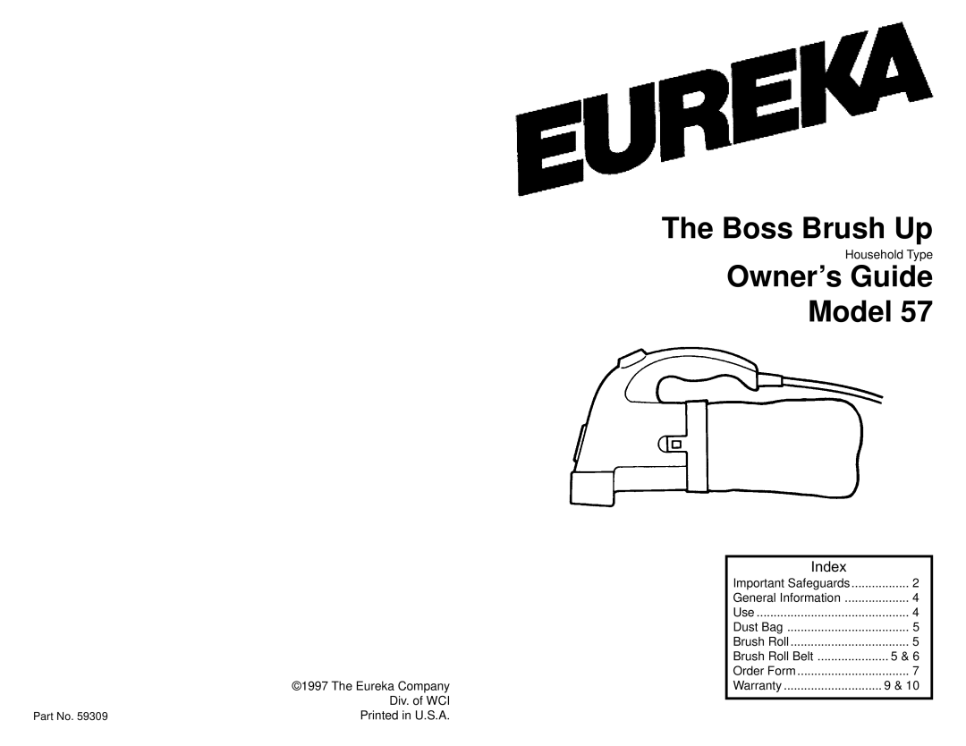 Eureka 57 warranty Boss Brush Up 