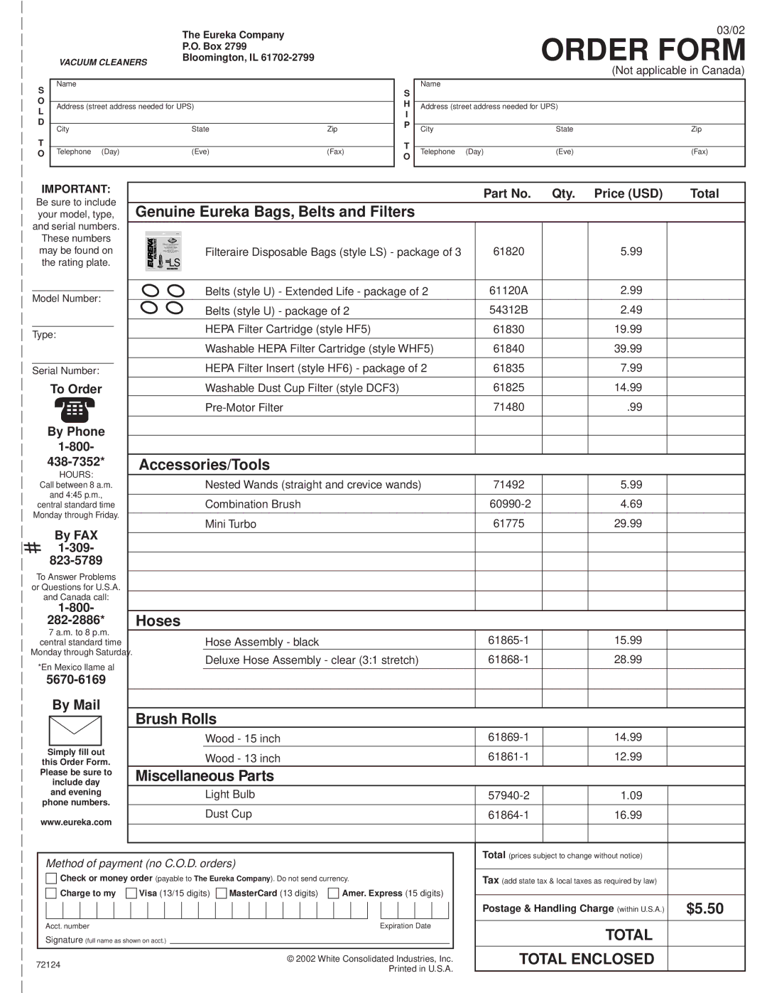 Eureka 5840 Genuine Eureka Bags, Belts and Filters, Accessories/Tools, Hoses, Brush Rolls, Miscellaneous Parts, $5.50 