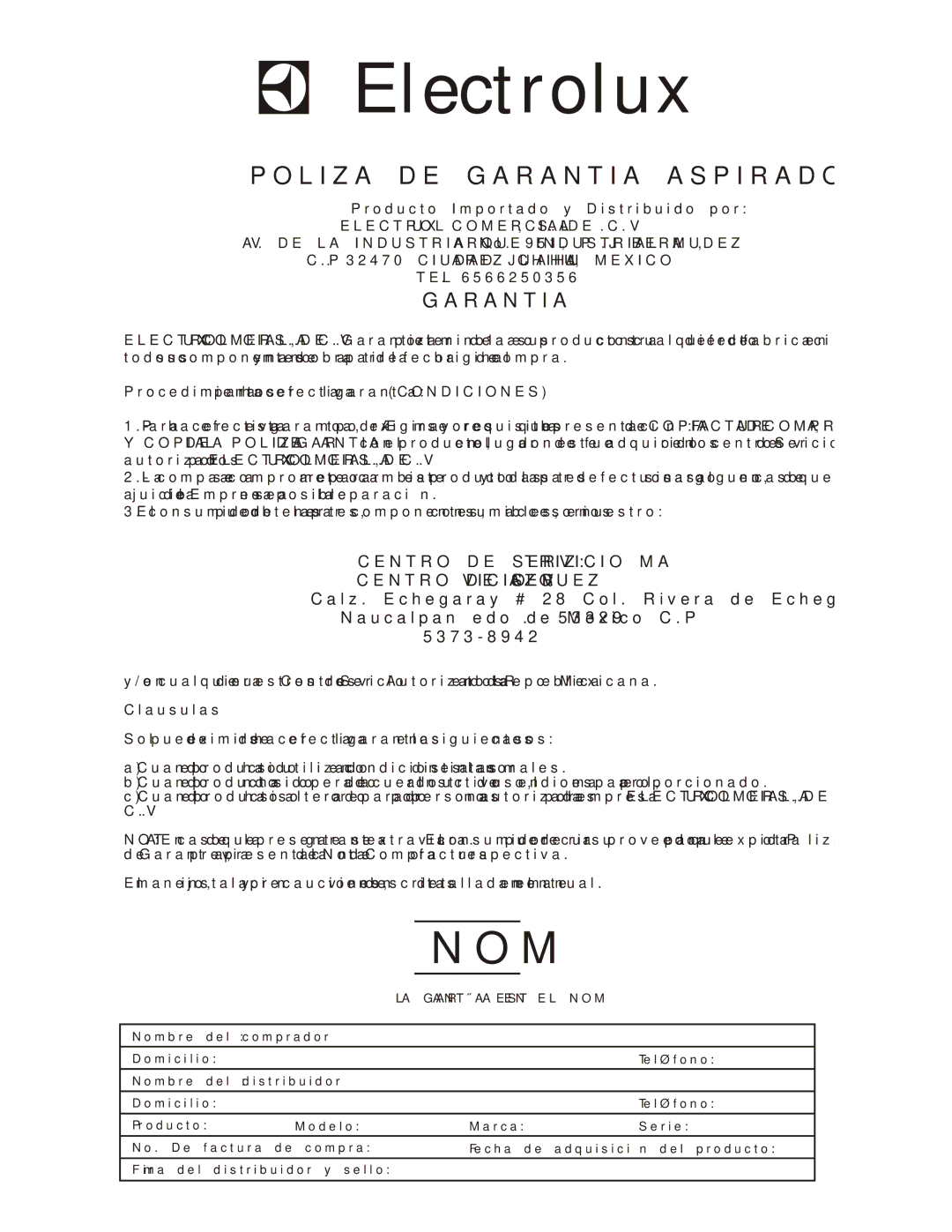 Eureka 6850 SERIES warranty 