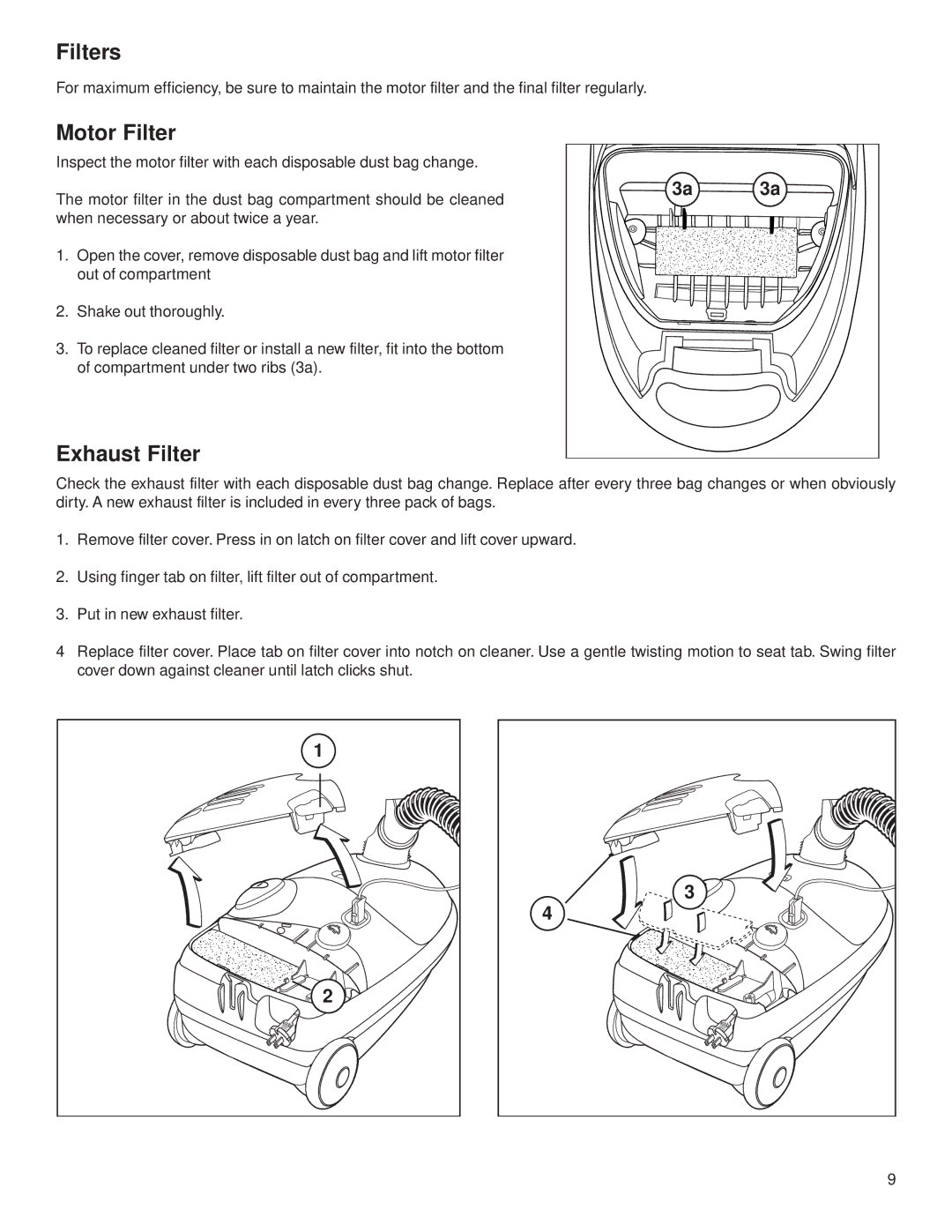 Eureka 6850 warranty Filters, Motor Filter, Exhaust Filter, 3a 3a 