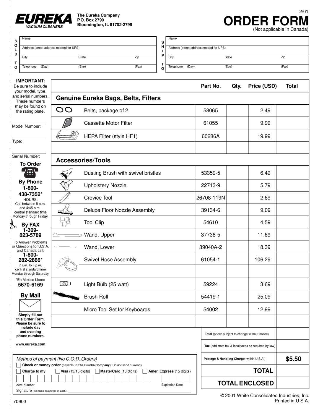 Eureka 6980 warranty Genuine Eureka Bags, Belts, Filters, Accessories/Tools, $5.50 