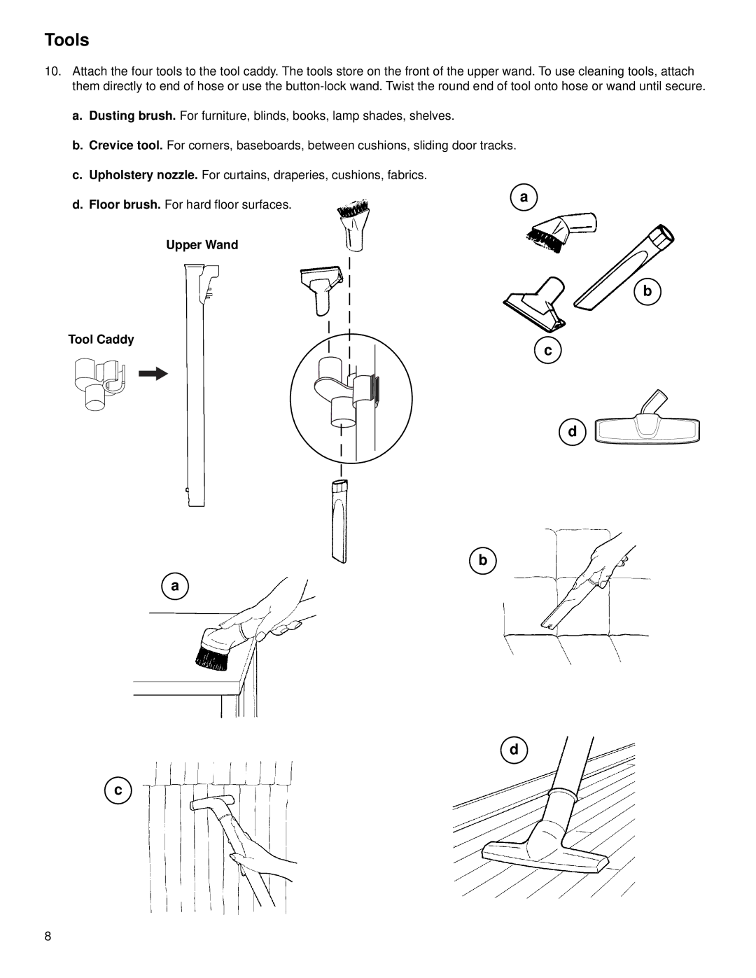 Eureka 6980 warranty Tools, Upper Wand Tool Caddy 