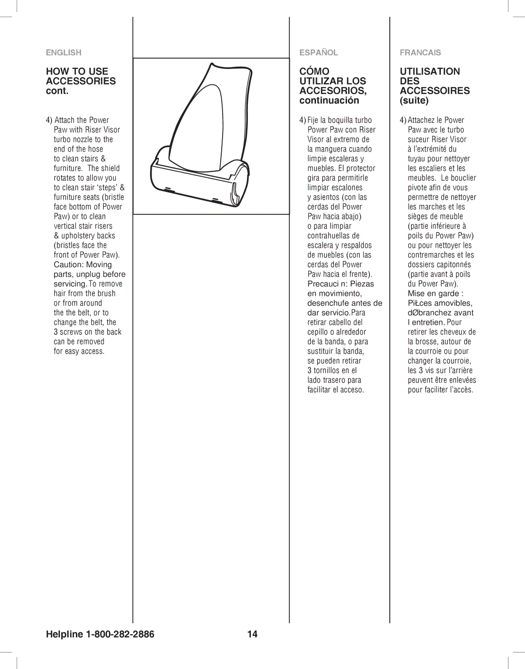 Eureka 8800-8849 HOW to USE Accessories, Cómo Utilizar LOS ACCESORIOS, continuación, Utilisation DES Accessoires suite 