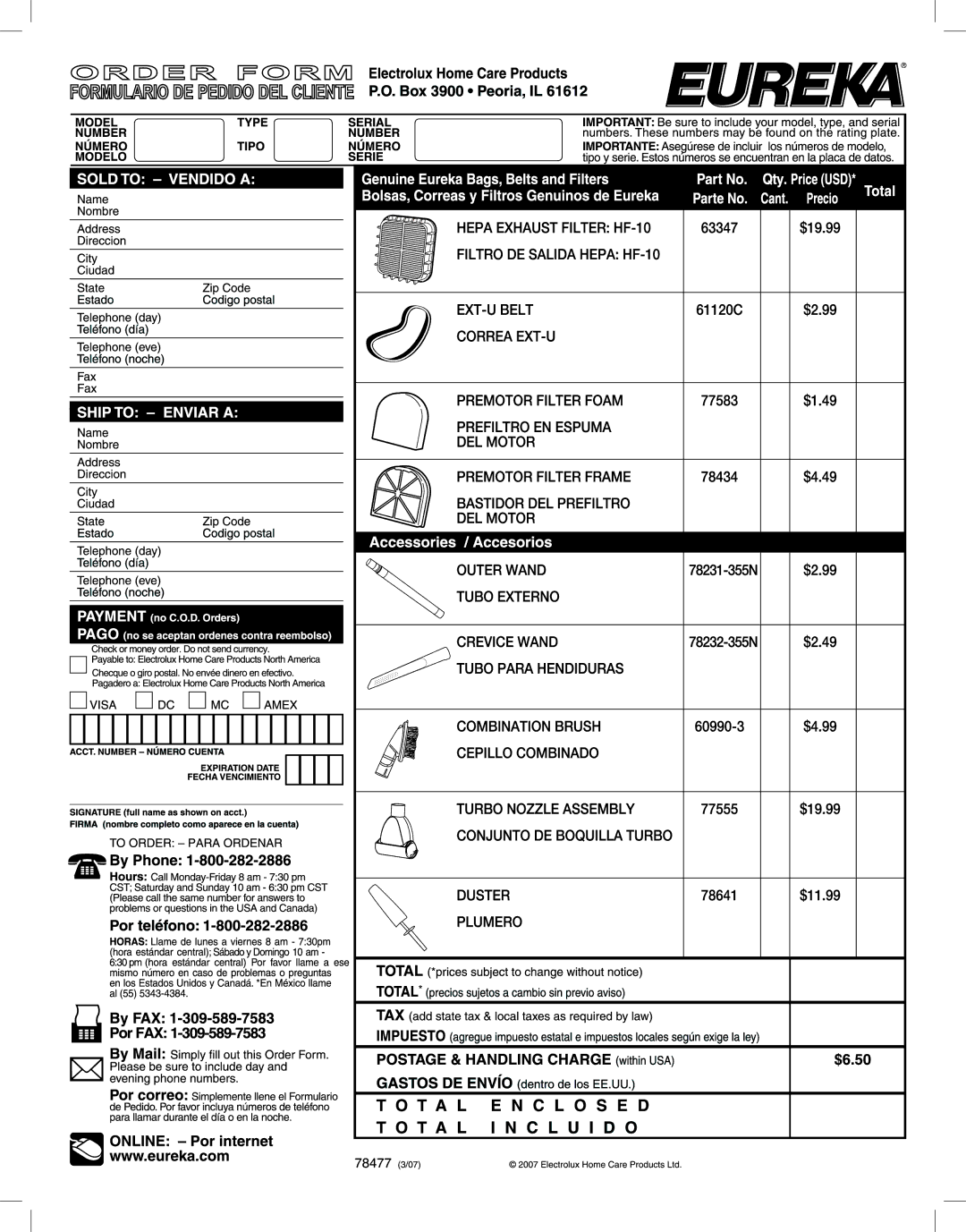 Eureka 8800-8849 manual 