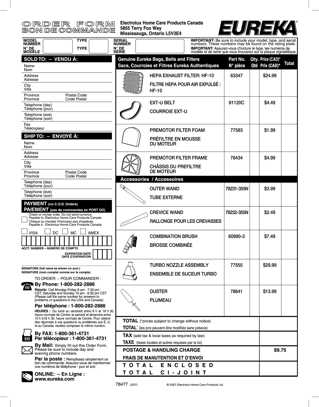 Eureka 8800-8849 manual 