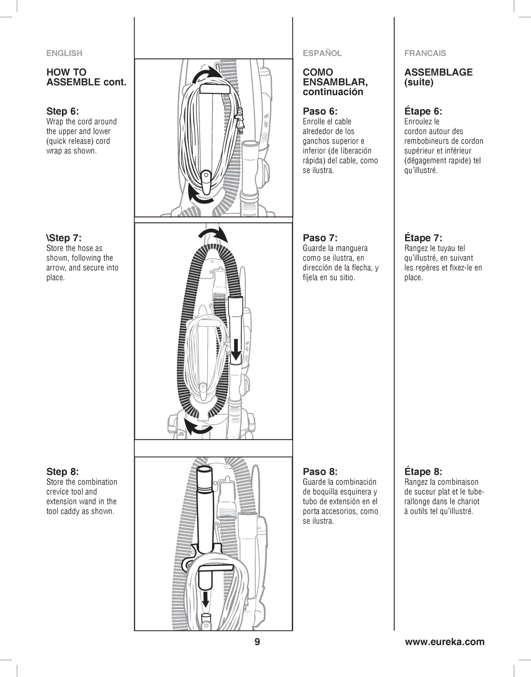 Eureka 8800-8849 manual Step 