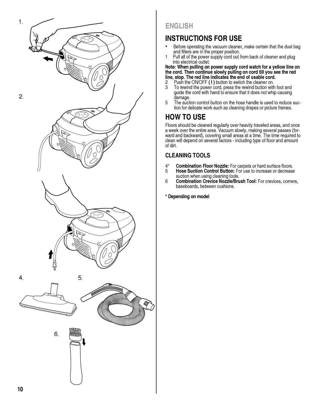 Eureka 930 manual Instructions for USE, HOW to USE, Cleaning Tools 