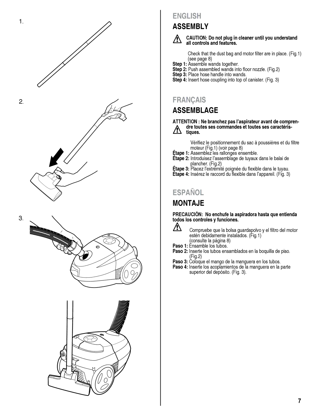 Eureka 930 manual Assembly, Assemblage, Montaje 