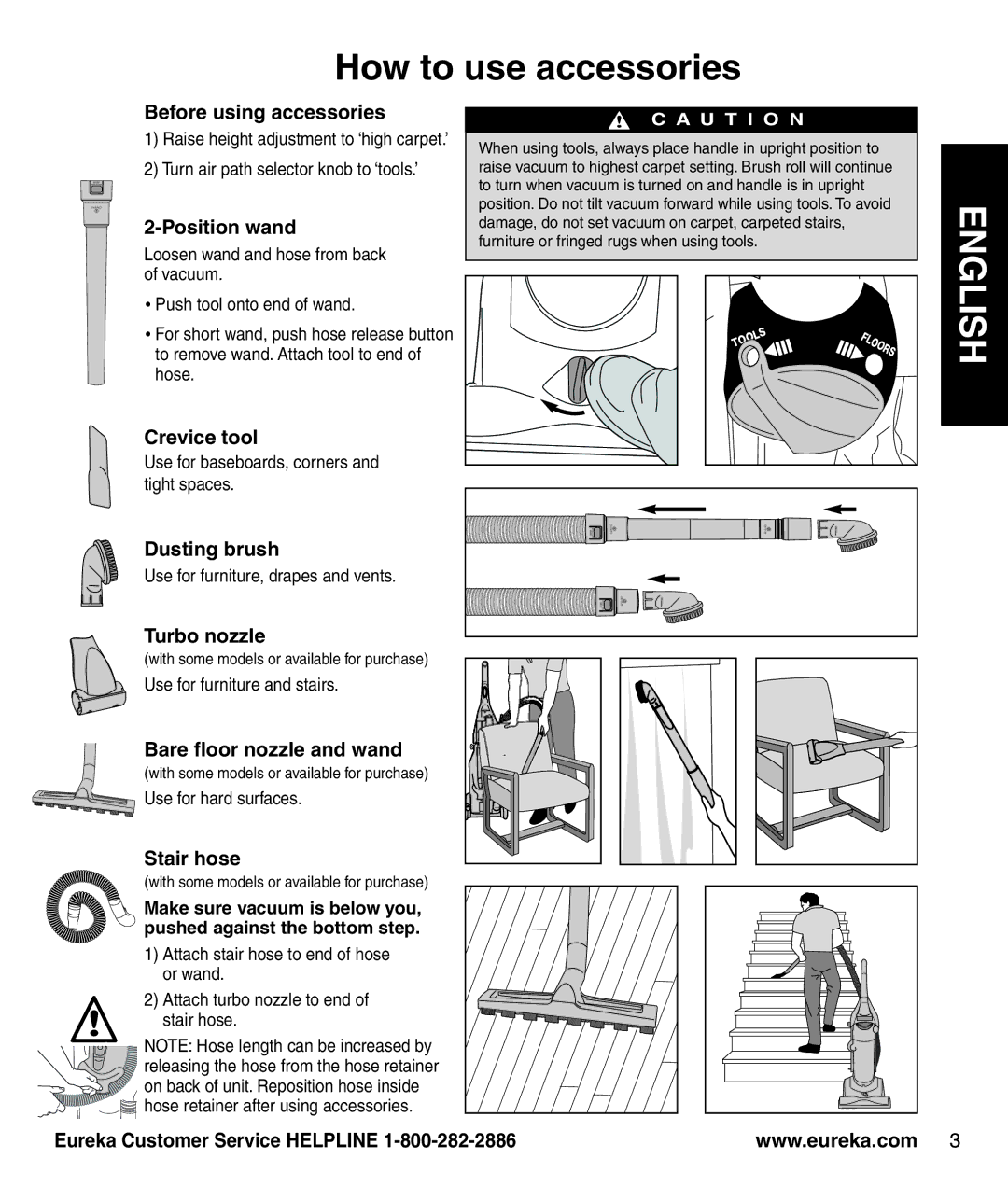 Eureka AS1009, AS1000 manual How to use accessories 