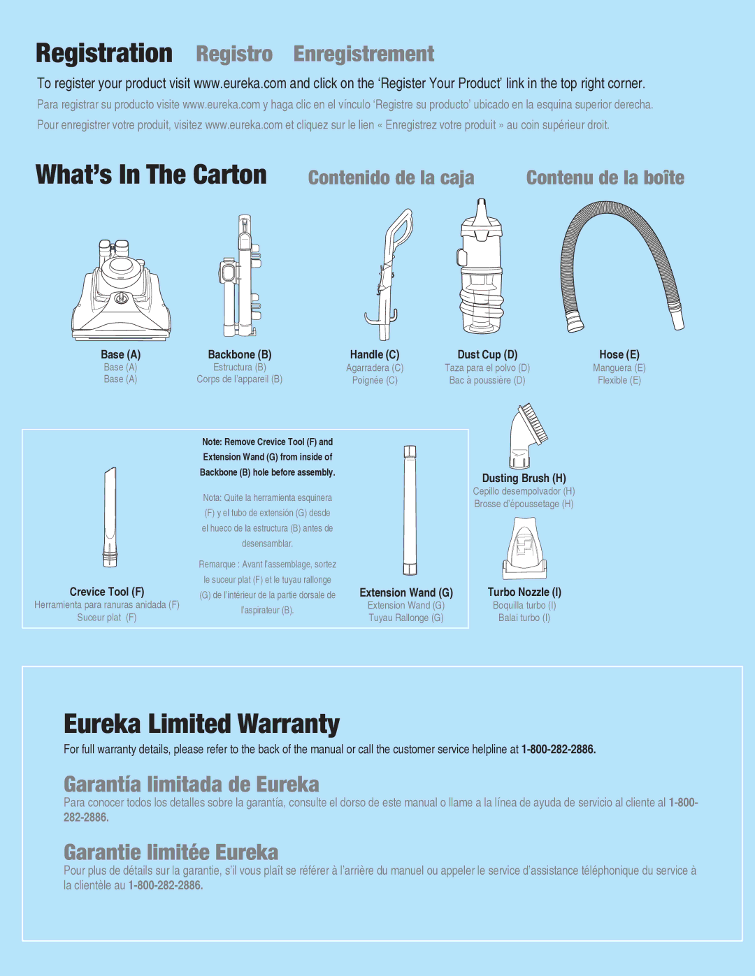 Eureka AS4008A manual What’s In The Carton, Extension Wand G 