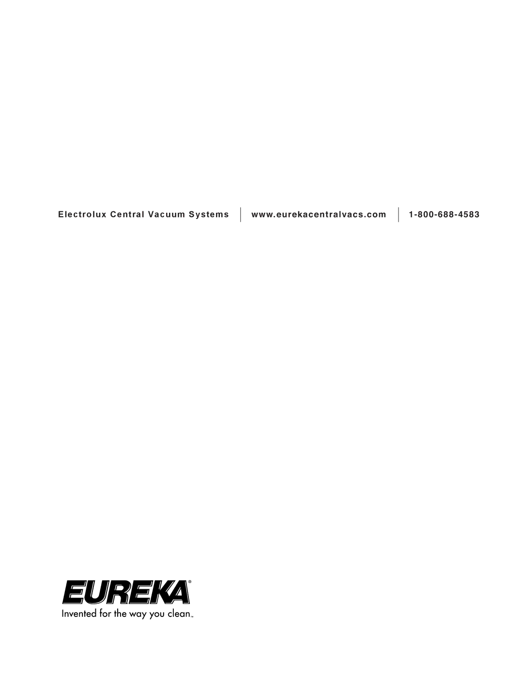 Eureka Central Vacuum Cleaner manual Electrolux Central Vacuum Systems 