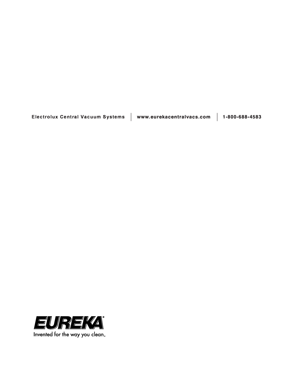 Eureka Central Vacuum Cleaner manual Electrolux Central Vacuum Systems 