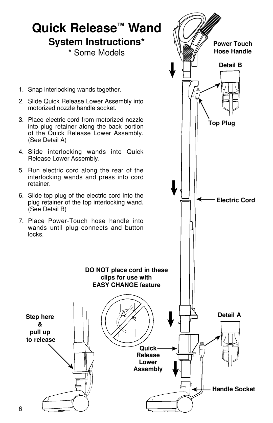 Eureka CV200, CV190 warranty Quick Release Wand 