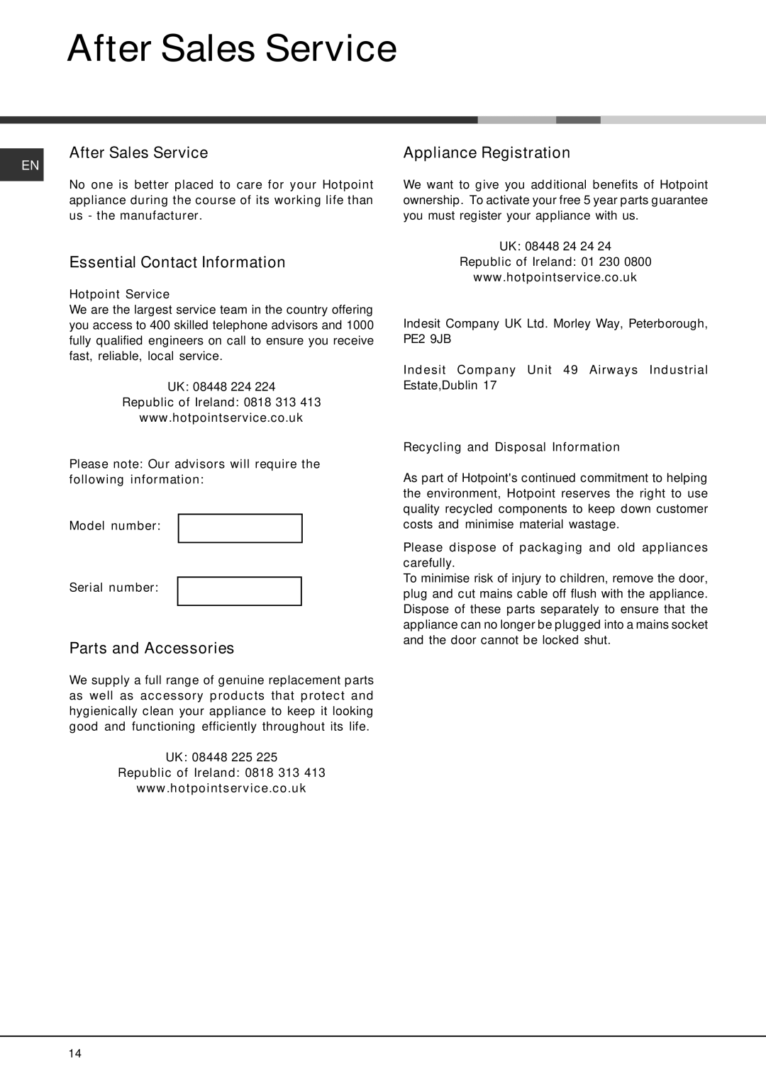 Eureka fdem 3101 manual After Sales Service, Essential Contact Information, Parts and Accessories, Appliance Registration 