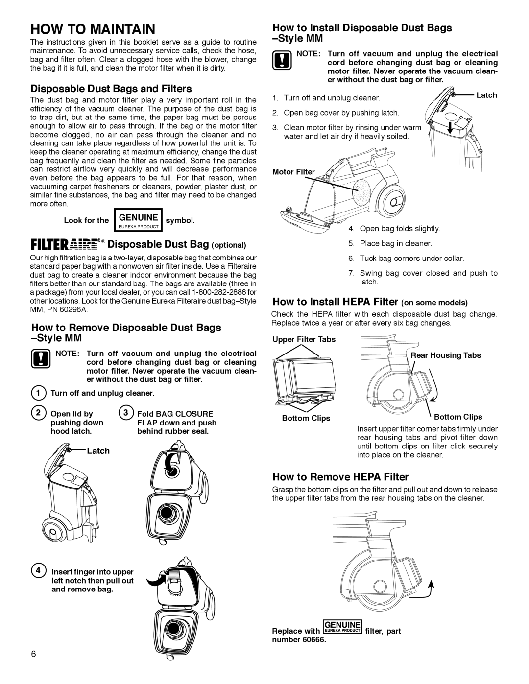 Eureka HD3684A warranty HOW to Maintain 