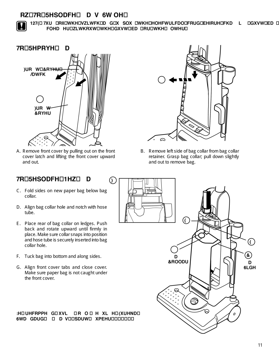 Eureka HD4570 warranty How To Replace Bags-Style AA To Remove Bag, To Replace New Bag, Front Cover Latch 