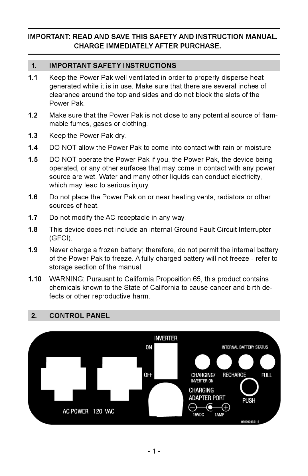 Eureka JO-1800 owner manual Important safety instructions, Control panel 