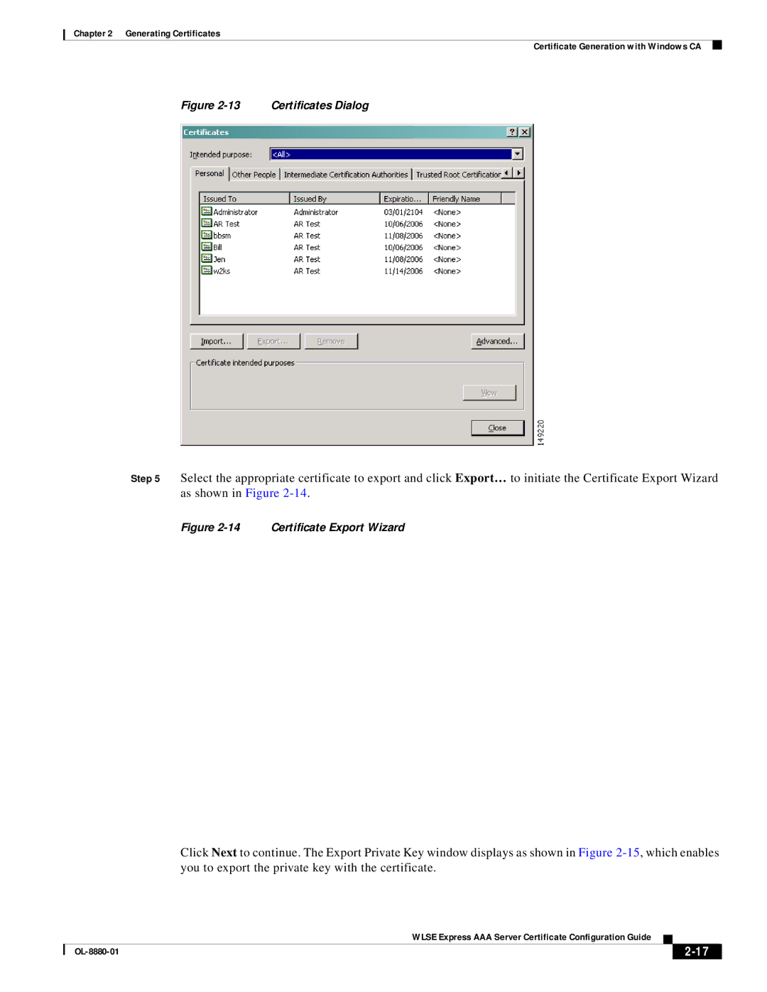 Eureka OL-8880-01 manual Certificates Dialog 