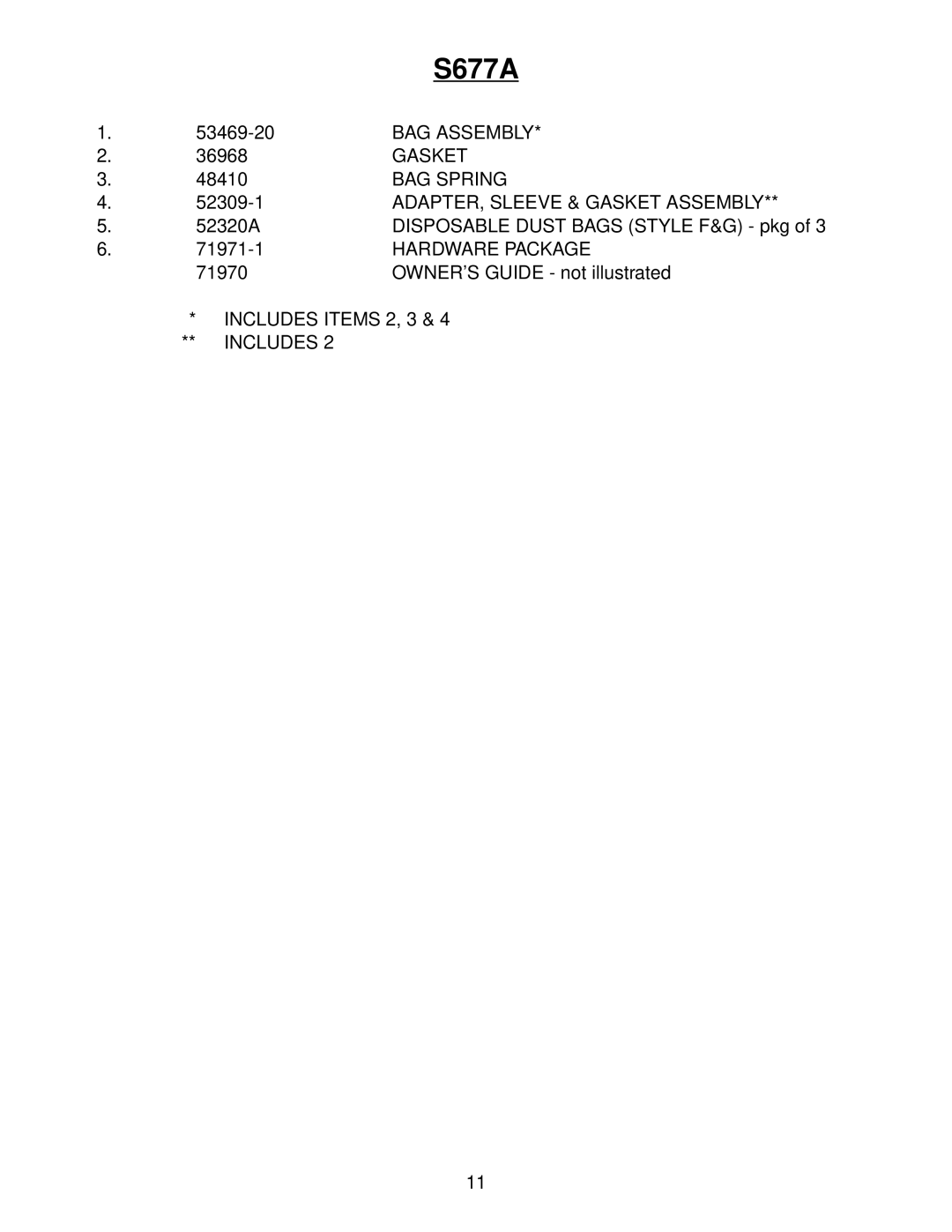 Eureka S677A manual BAG Assembly 