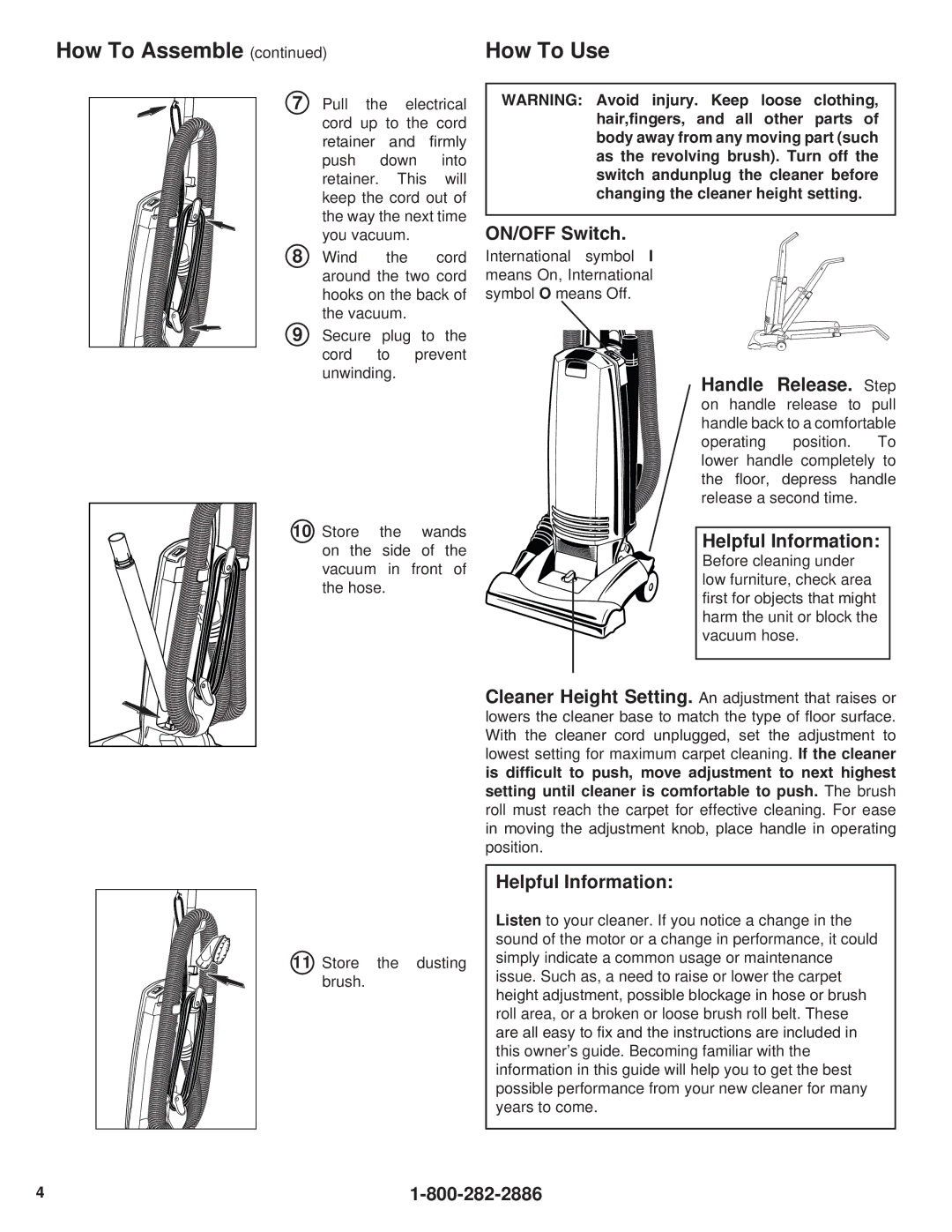 Eureka! Tents 2900 warranty ON/OFF Switch, Helpful Information 