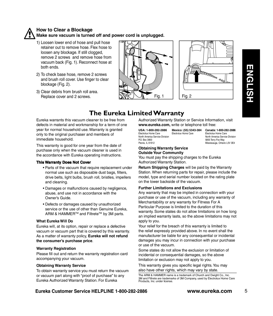 Eureka! Tents 4700 manual How to Clear a Blockage 