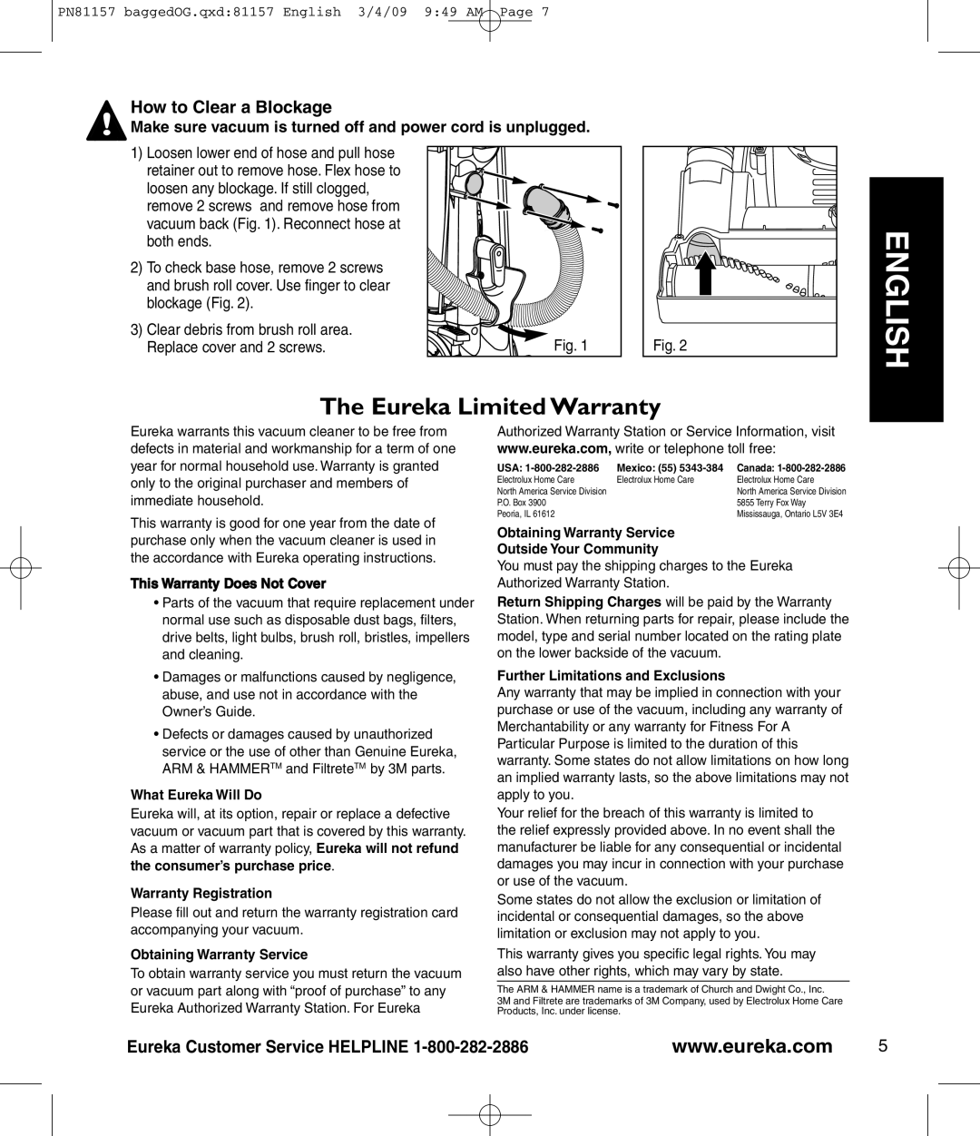 Eureka! Tents 4750 manual How to Clear a Blockage 