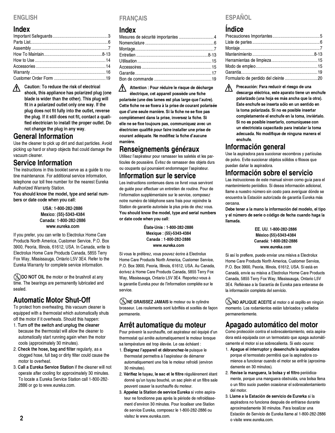 Eureka! Tents 950 manual Index 