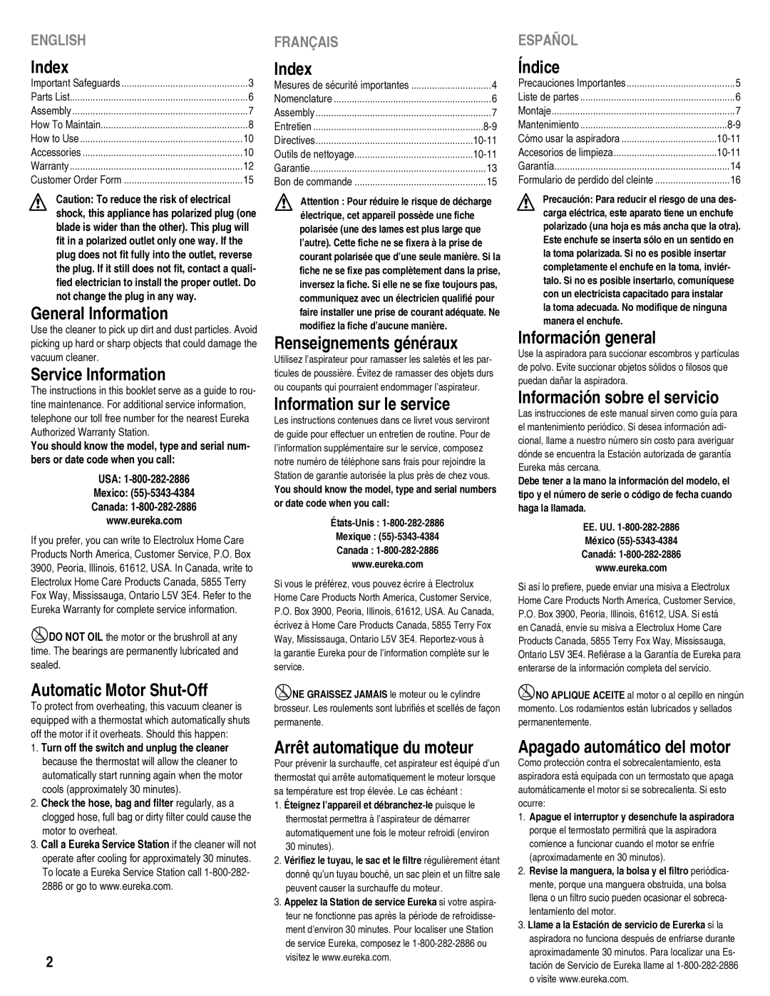 Eureka! Tents 980 manual Index 