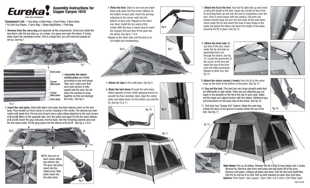 Eureka! Tents Copper Canyon 1610 manual Assembly Instructions for Copper Canyon 