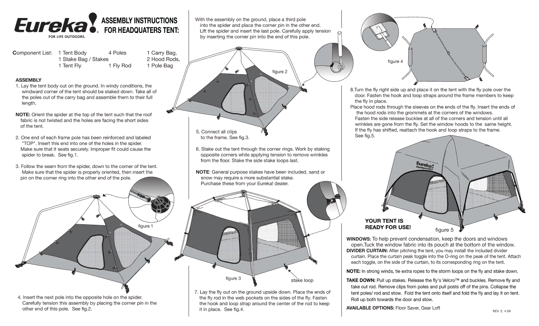 Eureka! Tents Headquarters manual For Headquaters Tent 