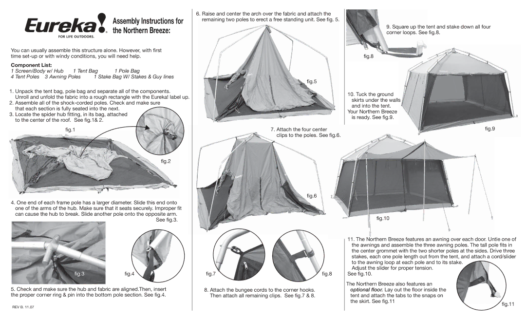 Eureka! Tents manual Assembly Instructions for the Northern Breeze 