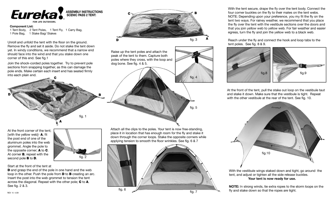 Eureka! Tents manual Assembly Instructions Scenic Pass 2 Tent 