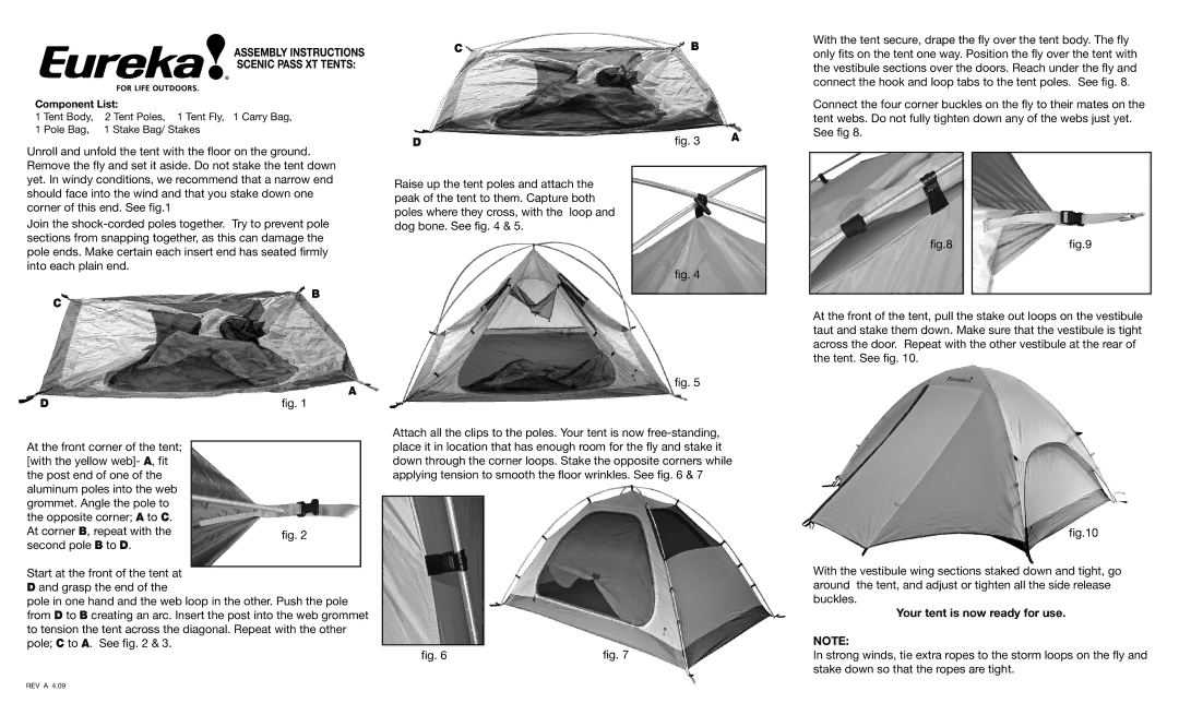 Eureka! Tents manual Assembly Instructions Scenic Pass XT Tents 