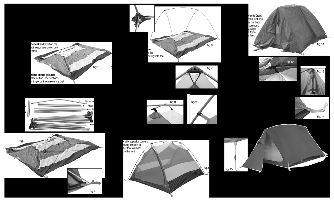 Eureka! Tents manual Assembly Instructions Timberline SQ XT Tents, Your tent is ready, Attach the fly to the, ﬁg.12 