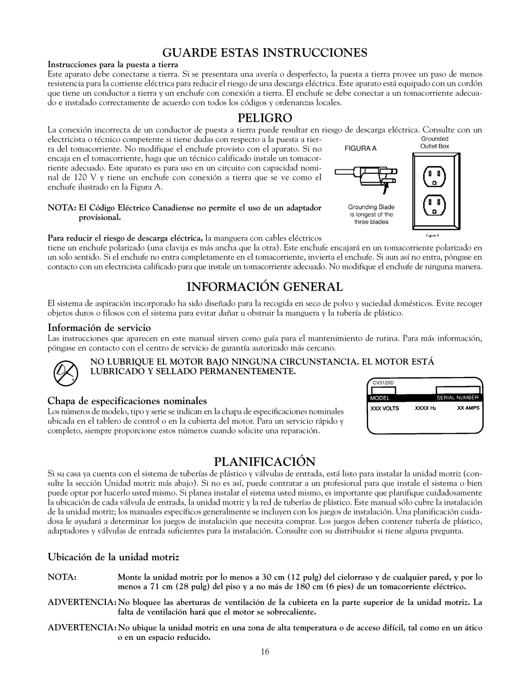 Eureka Vacuum System Cleaner owner manual Guarde Estas Instrucciones, Peligro, Información General, Planificación 