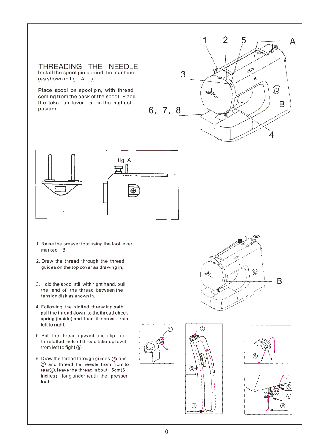 Euro-Pro 373, 374, 372, 377 instruction manual Threading Needle 