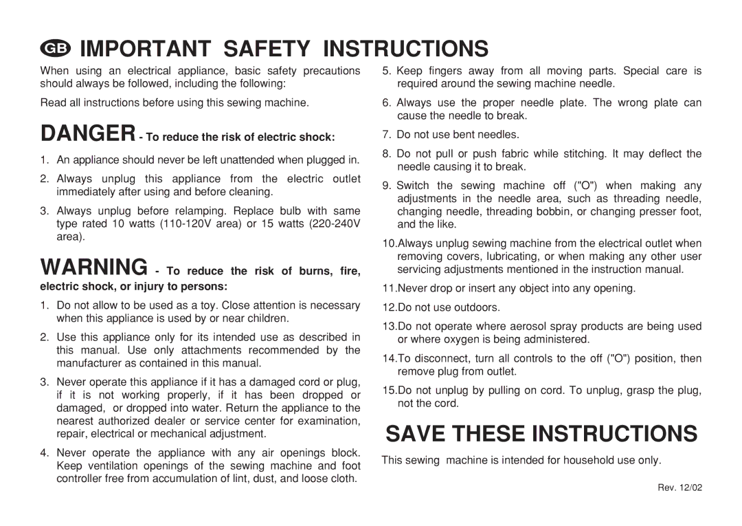 Euro-Pro 6130A LCD instruction manual $&$ 