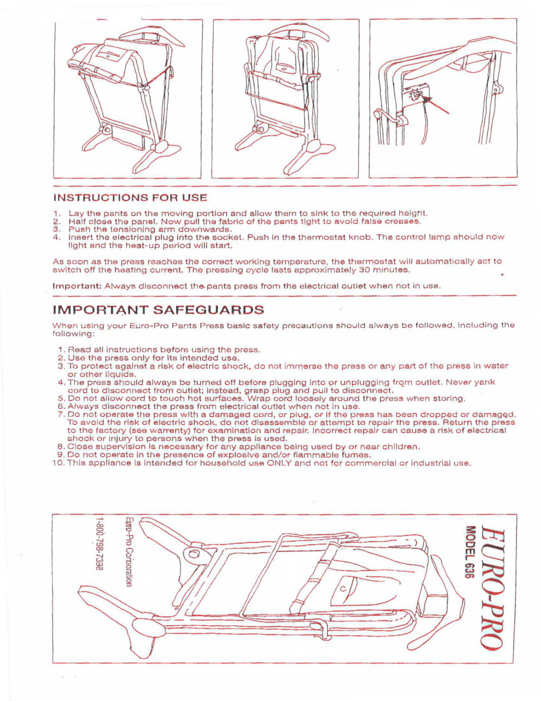 Euro-Pro 636 manual 