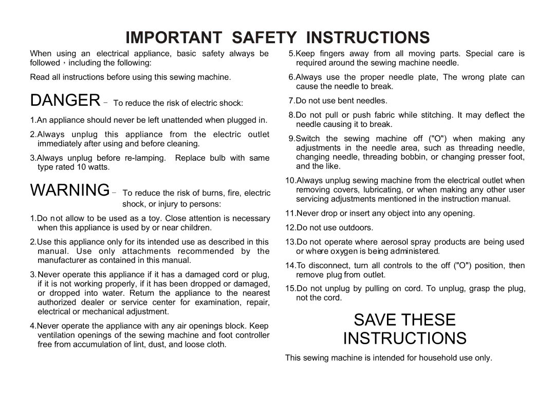 Euro-Pro 9025 instruction manual Important Safety Instructions 