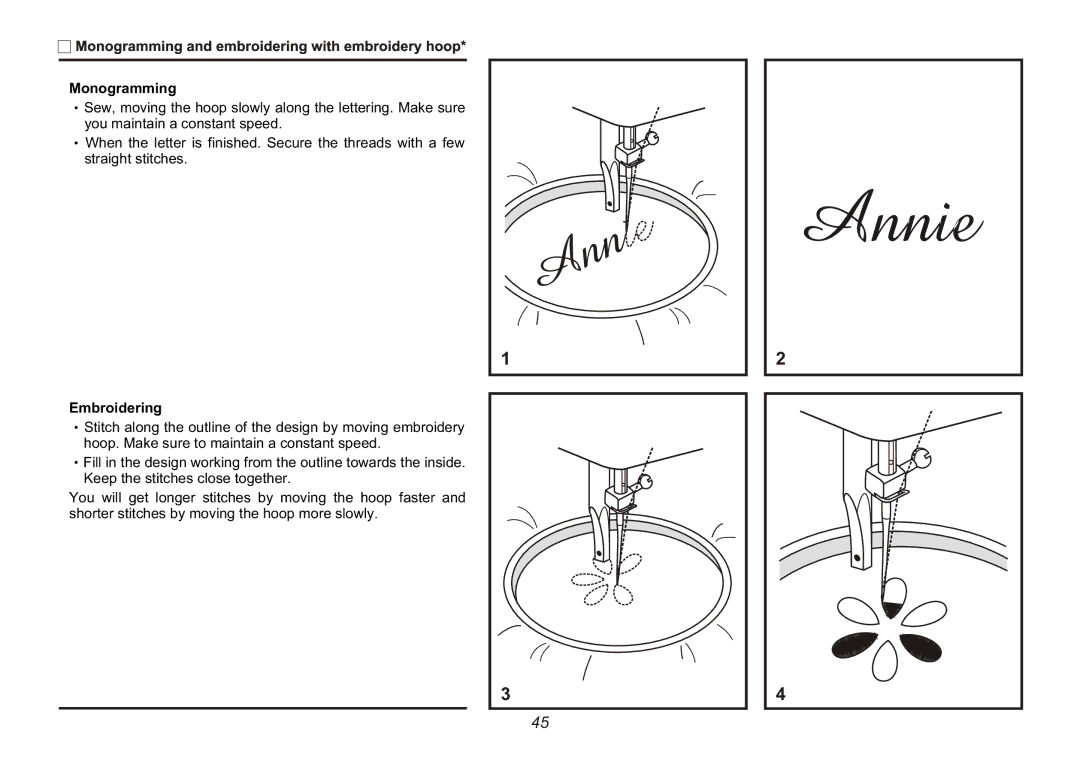 Euro-Pro 9025 instruction manual Monogramming 