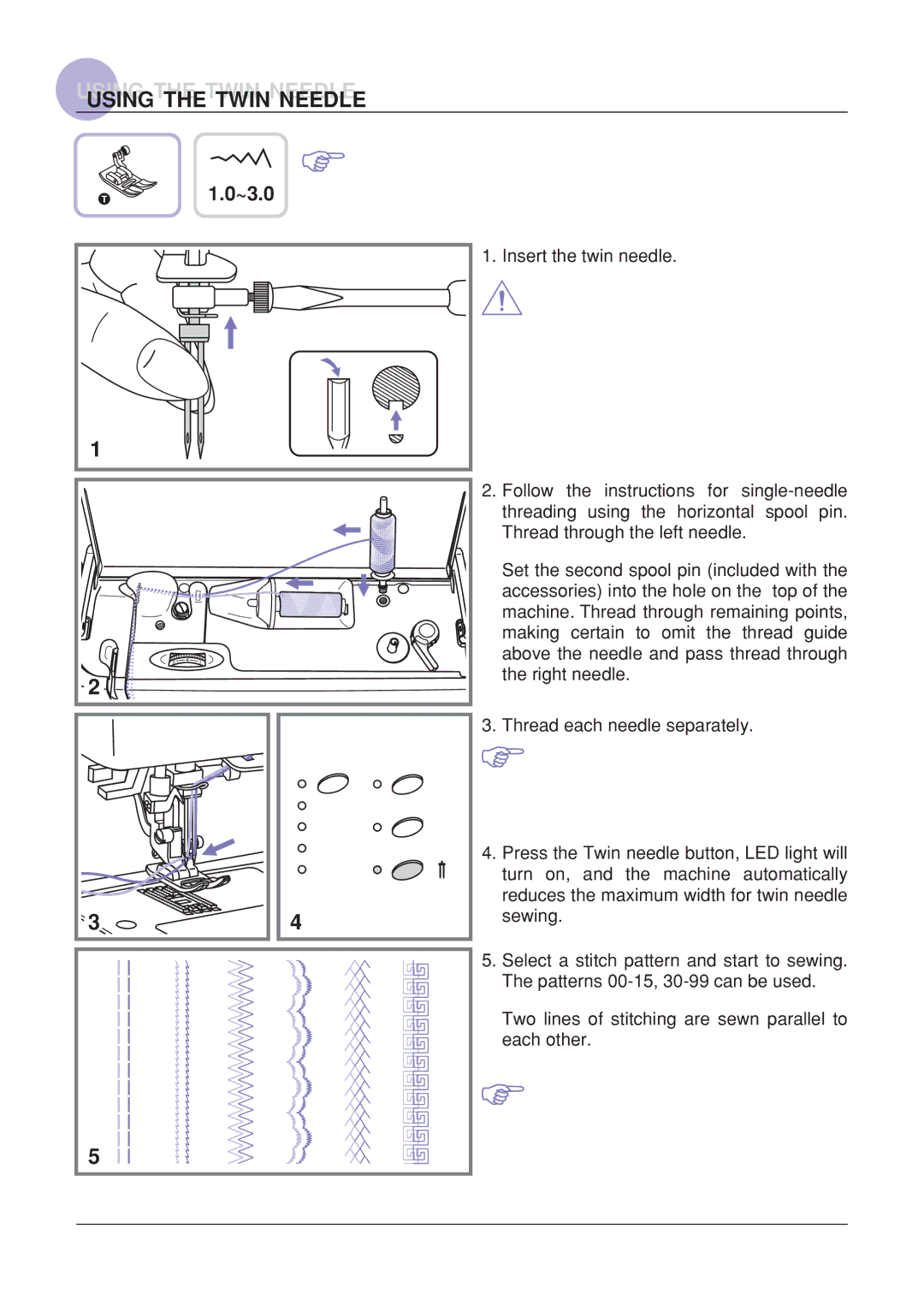 Euro-Pro 9110 manual When using twin needles, use the T presser 