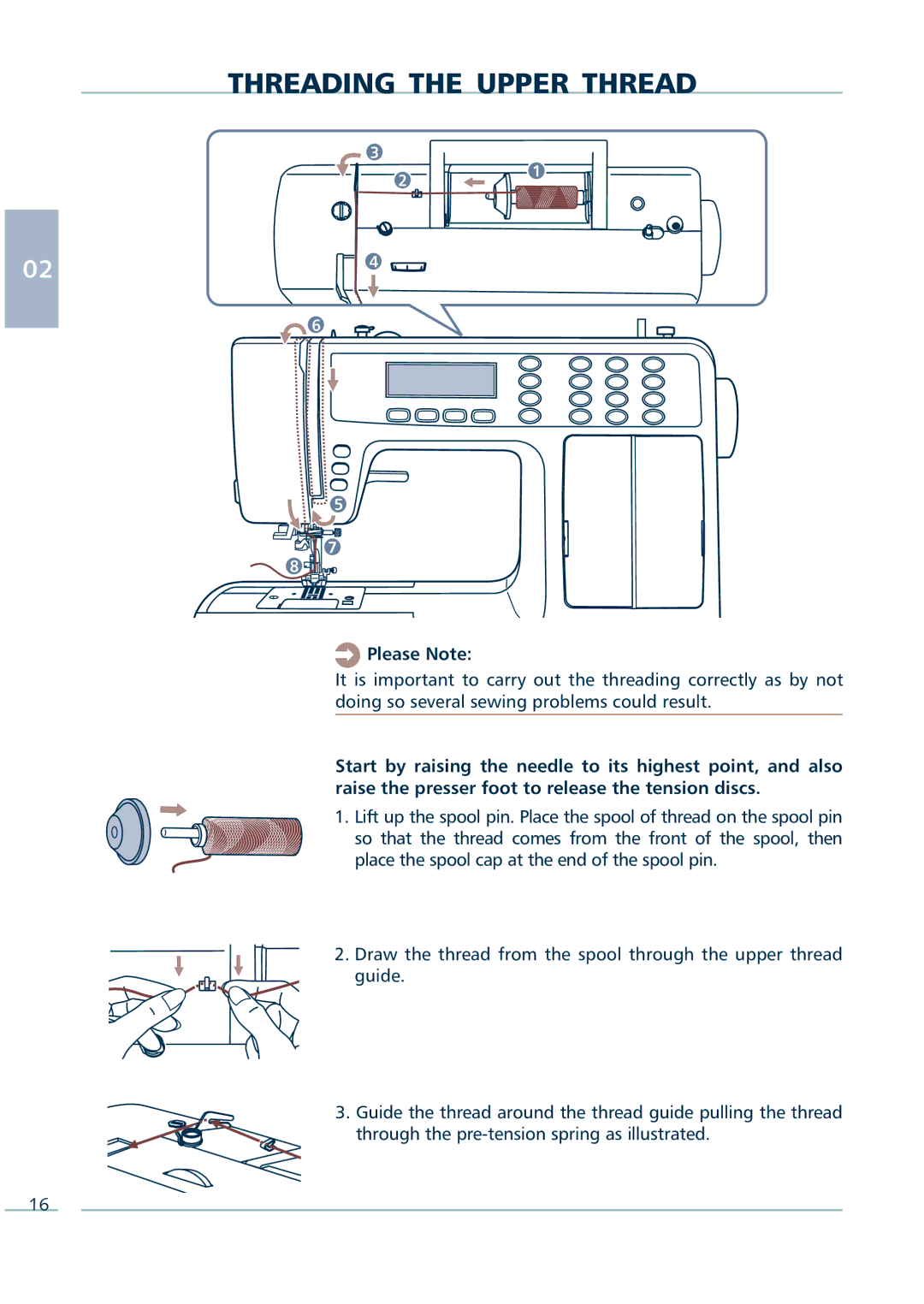 Euro-Pro 9136C manual Threading the Upper Thread 