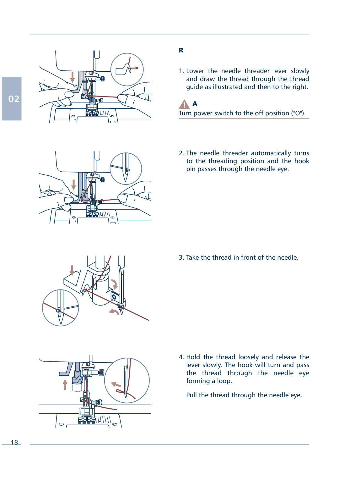 Euro-Pro 9136C manual Using the Needle Threader 