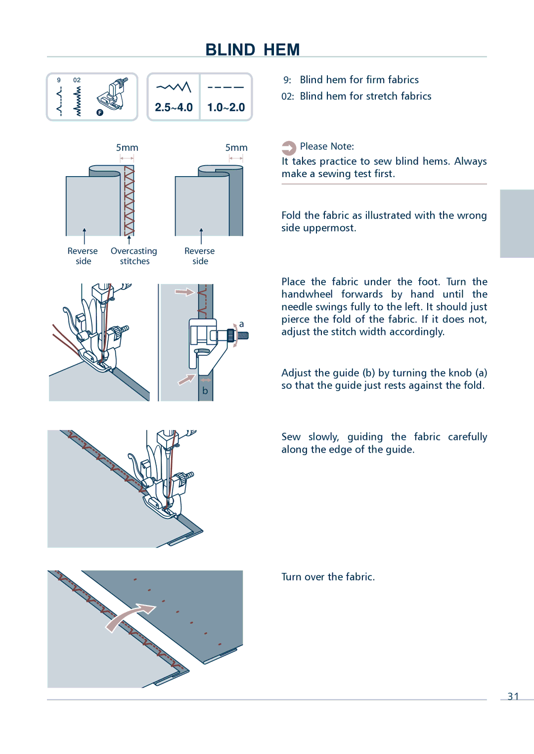 Euro-Pro 9136C manual Blind HEM, 5mm5mm 