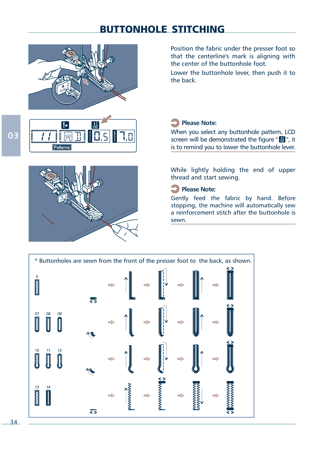 Euro-Pro 9136C manual Buttonhole Stitching 