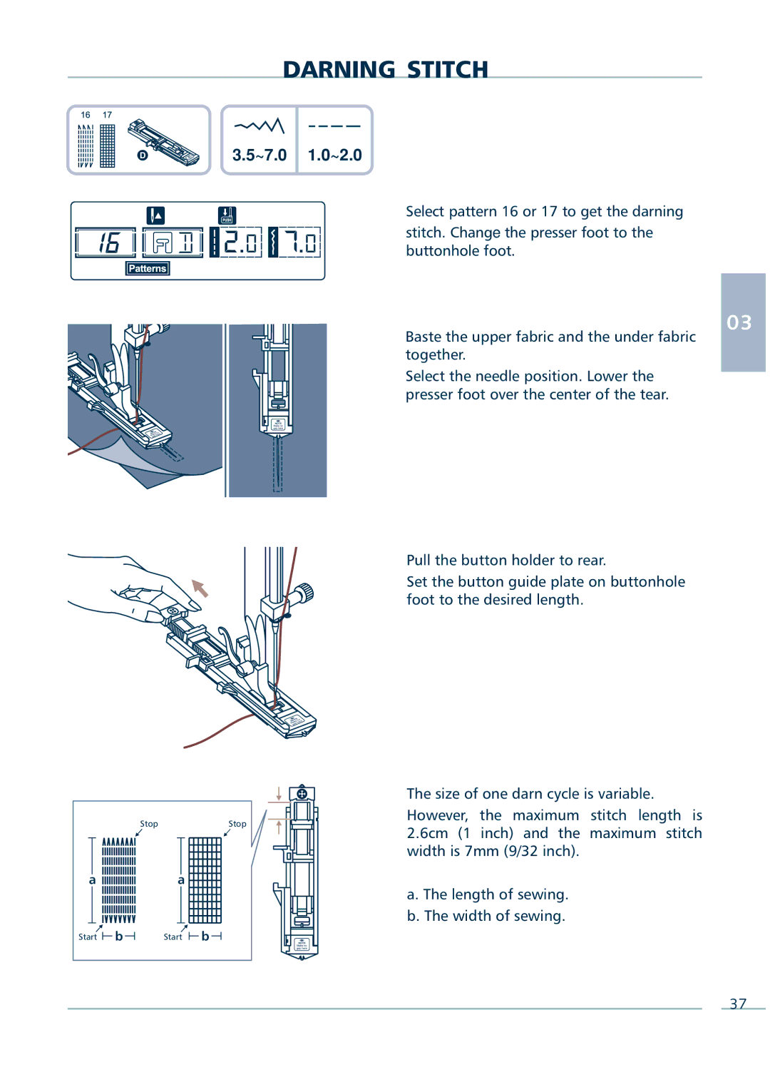 Euro-Pro 9136C manual Darning Stitch 