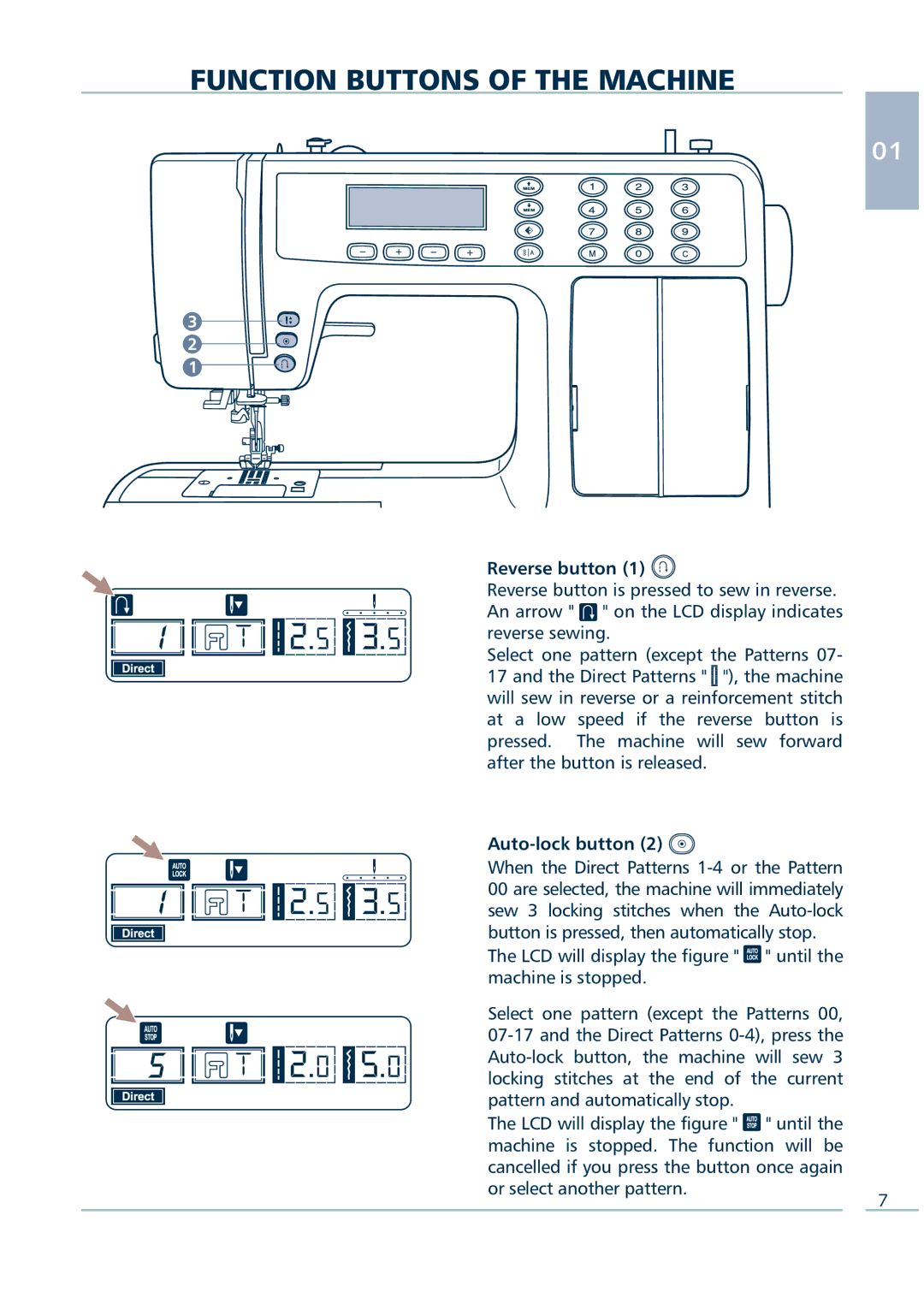 Euro-Pro 9136C manual Function Buttons of the Machine, Reverse button, Auto-lock button 