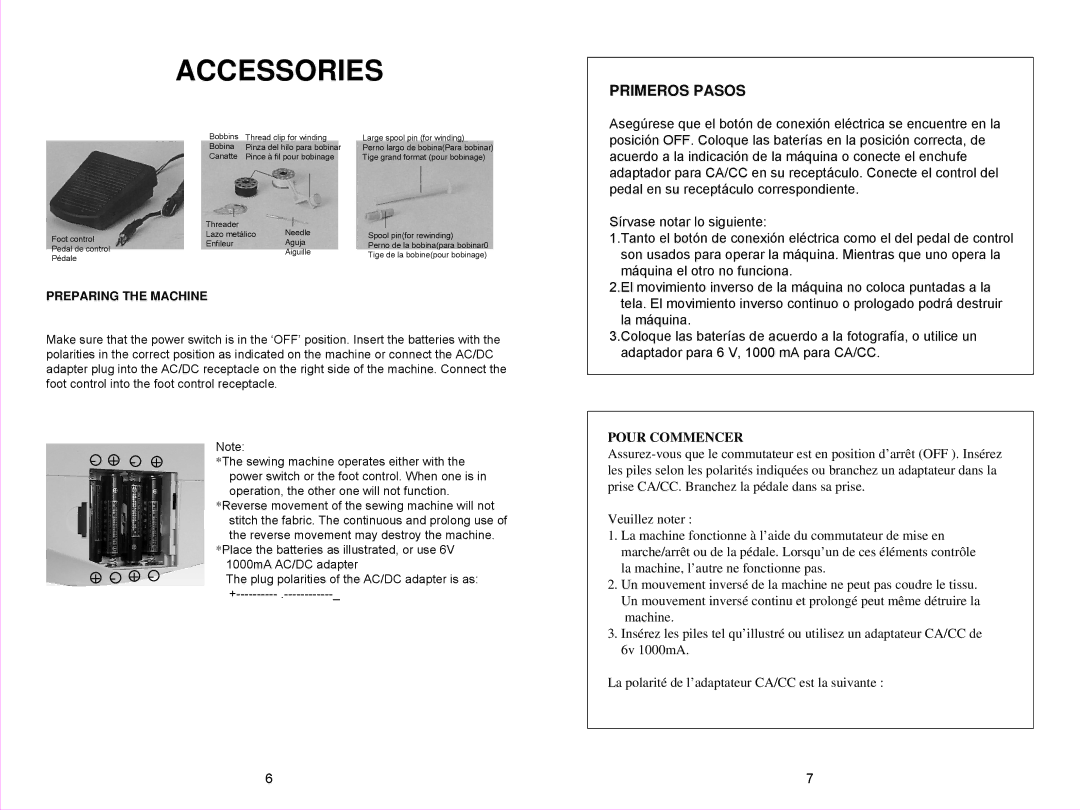 Euro-Pro 998B owner manual Accessories 